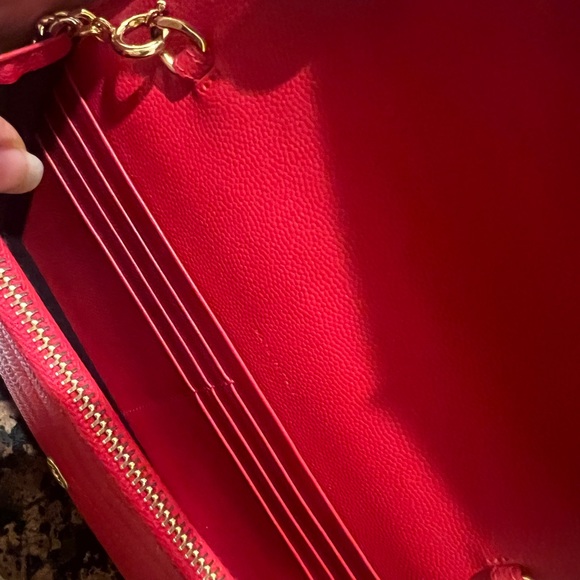 ❌SOLD❌ Saint Laurent Monogram Small Matelassé Envelope Chain Wallet Bag Red - Picture 7 of 8